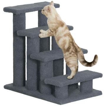 Лестница для кошек PawHut 63,5x43x60см, серого цвета