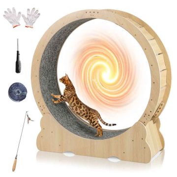 Cat exercise wheel with locking mechanism, 20 kg, natural mat
