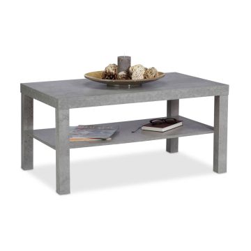 Kavos staliukas Relaxdays 10025153.0, su apatine lentyna, Pilkas, 90 × 45 × 55 cm