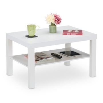 Kavos staliukas Relaxdays 10050751.0, Su apatine lentyna, Baltas, 79 × 45 × 55 cm