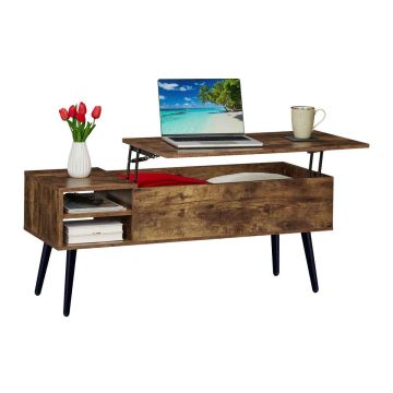 Kavos staliukas Relaxdays 10051466_695, Su daiktadėže ir išlankstomu stalviršiu, 100 × 46 × 40 cm