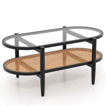 Журнальный столик, с 2 полками, коричневый/чёрный, 101,6 × 55,88 × 46,99 см