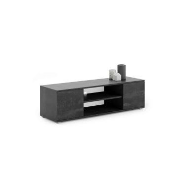 Betono dizaino tv staliukas Focus RTV 155x37x40 cm, juodos spalvos