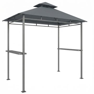 Barbecue pavilion, Double roof, Grey, 245 × 146 × 255 cm