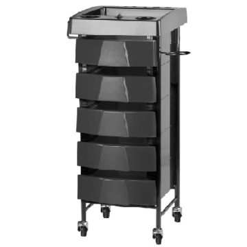 Barber table Gabbiano, double-sided, 5 trays, 7 compartments, Black