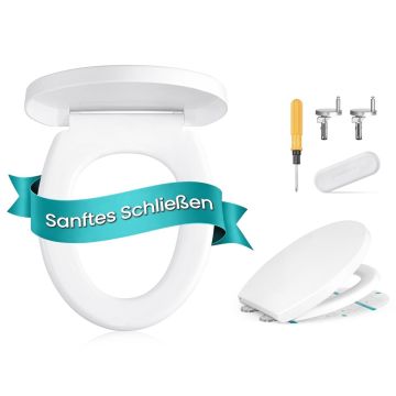 Klozeto dangtis SONGMICS, O formos, Baltas, 44,3 × 36,8 cm