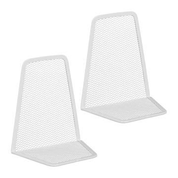 Knygų atramėlės Relaxdays 10044583.0, 2 vnt, Baltos, 12 × 14 × 9 cm