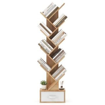 Bookshelf, 10 shelves, with drawer, 38 × 149.5 × 20 cm