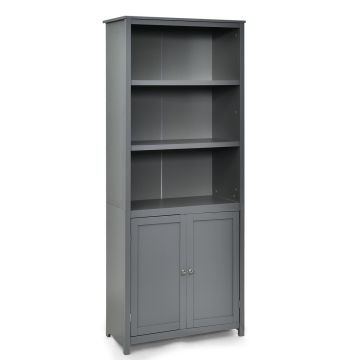 Книжный стеллаж, 3 открытые полки и нижний шкаф, 75 × 182 × 36 см