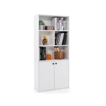 Bookshelf, 5 shelves, open and closed spaces, 69.85 × 29.21 × 154.94 cm