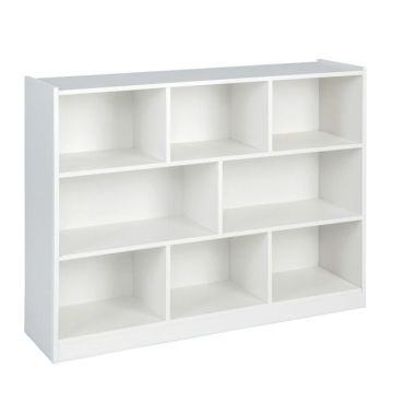 Книжный стеллаж, 8 открытых секций, Белый, 122 × 32 × 93 см