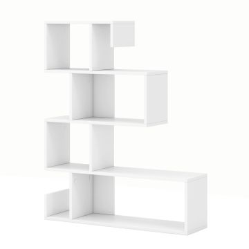 Bookshelf, S-shaped, 5-tier, Black/white, 80.01 × 100.33 × 39.5 cm