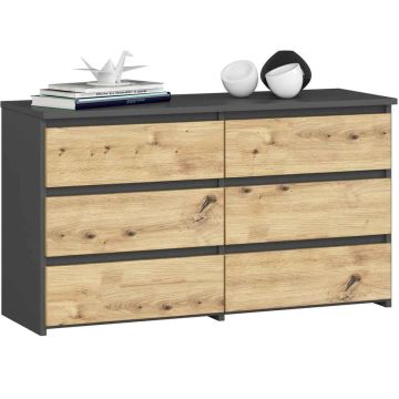 Chest of drawers CL100, 6 drawers, grey/brown, 100 × 57 × 35 cm