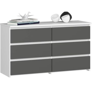 Chest of drawers CL100 AkordV2, 6 drawers, white/gray, 100 × 57 × 35 cm
