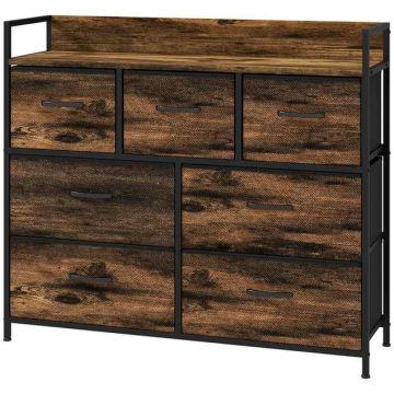 Комод Homcom 98x29x85см, коричневый/черный цвет