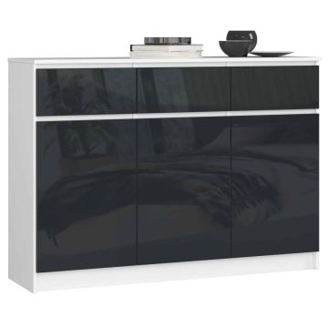 Комод K140 с 3 ящиками, бело-серый