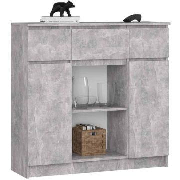 Комод K100, 2 дверцы и 3 ящика, серый, 101 × 98 × 35 см