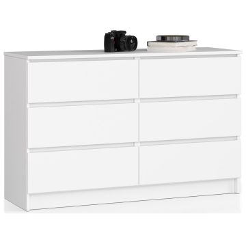Chest of drawers K120, 6 drawers, white, 120 × 77 × 40 cm