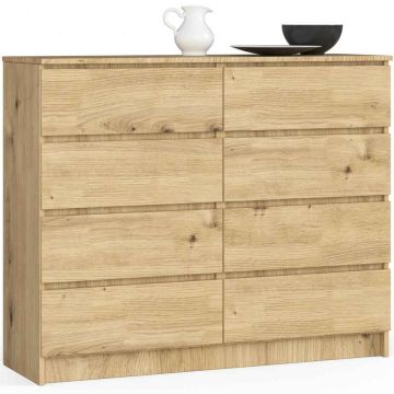 Chest of drawers K120, 8 drawers, brown, 120 × 99 × 40 cm