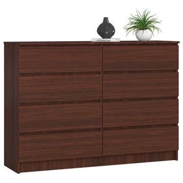Комод K140, 8 ящиков, коричневый, 138 × 99 × 40 см