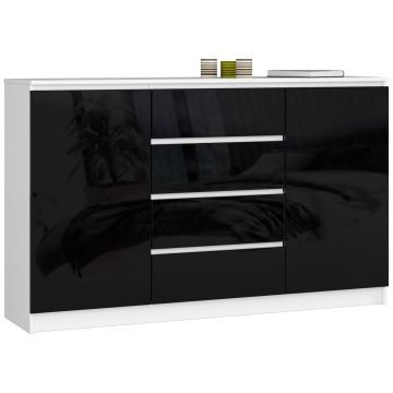 Комод NORE K160 с 4 ящиками, глянцевый черный