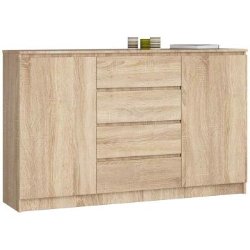 Комод K160, 2 дверцы, 4 ящика, Коричневый, 160 × 99 × 40 см
