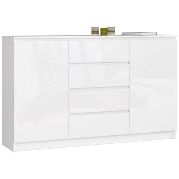 Комод K160, 2 дверцы и 4 ящика, белый, 160 × 99 × 40 см