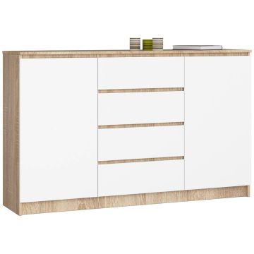 Комод K160, 2 дверцы и 4 ящика, коричневый/белый, 160 × 99 × 40 см