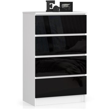 Комод NORE K60 с 4 ящиками, глянцевый черный