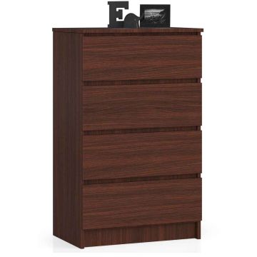 Комод NORE K60 с 4 ящиками, темно-коричневый.