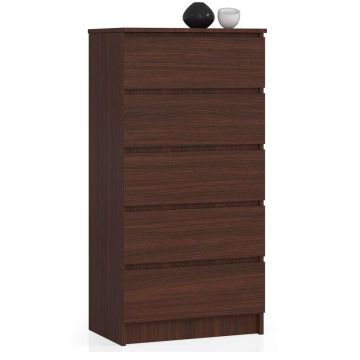 Комод NORE K60 с 5 ящиками, темно-коричневый.