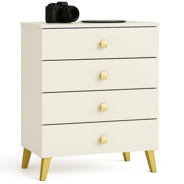 Комод MOBI K-04, 4 ящика, бежевый/золотой, 60 × 73 × 37 см
