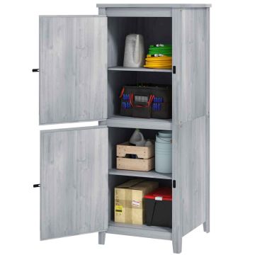 Compact garden tool shed, light grey, with lockable door