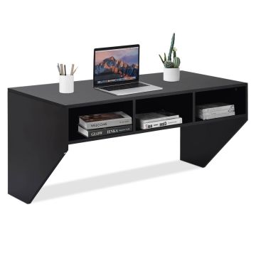 Computer desk, 3 compartments, Black, 54.1 × 52.1 × 108 cm