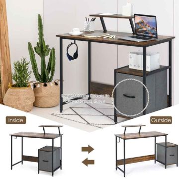 Computer desk, With flip-up drawer and movable shelf, 100 × 93 × 50 cm