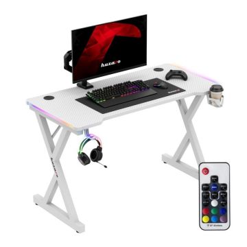 Kompiuterinių žaidimų stalas Huzaro Hero 2.3 RGB, Balta