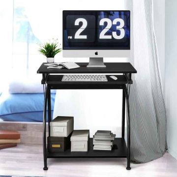 Computer desk, with keyboard shelf, Black, 70.1 × 74.2 × 47 cm