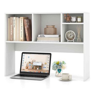 Computer desk shelf, 4 compartments, White, 93.98 × 73.66 × 25.4 cm