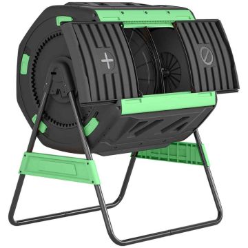 Composter, 2 chambers, 200 l, Green, 94 × 67 × 98 cm
