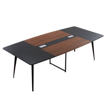 Конференц-стол VEVOR KLHY-02, на 10 человек, Чёрный/коричневый, 240 × 120 × 75 см