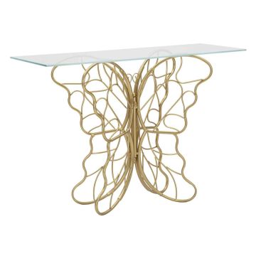 Konsolinis stalas Butterfly, Auksinės spalvos, 110 × 76 × 40 cm