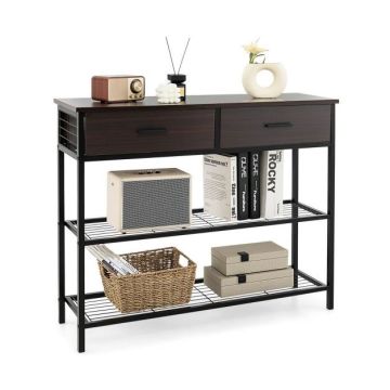 Console table, 2 drawers, 2 shelves, 100 × 81.5 × 30 cm