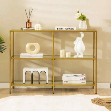Console table, 3 tiers, Gold, 100 × 73 × 30 cm