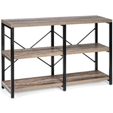 Console table, 3-tier, 2 shelves, Gray/brown, 119.38 × 33.02 × 76.2 cm