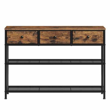 Konsolinis staliukas SONGMICS BELLAH, 3 stalčiai, 2 lentynos, rudas, 30 × 98,8 × 78,7 cm