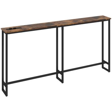 Console table, with charging station, Brown, 160 × 20 × 80 cm