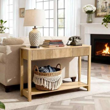 Консольный стол VEVOR XGZ0701SORI, 3 ящика и нижняя полка, 120 × 80 × 30 см