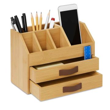 Kosmetikos organizatorius Relaxdays, 2 stalčiai, 5 skyriai, 24 × 19 × 14 cm