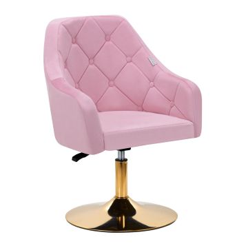 Cosmetic chair 4Rico QS-BL14G, 360° swivel, Pink/gold