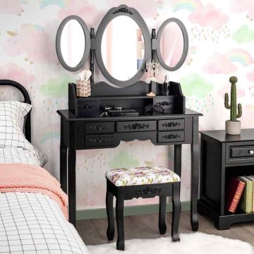 Vacuum table set, 3 mirrors, 7 drawers, 90 × 40 × 150.5 cm